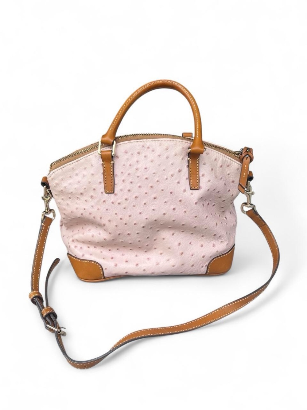 Dooney & Bourke Vintage Y2K Pink Ostrich Embossed Leather Satchel Crossbody - Picture 5 of 8